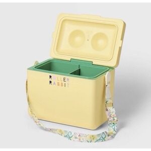 Roller Rabbit Yellow Cooler Box Floral Strap Divided Green Interior ON HAND!